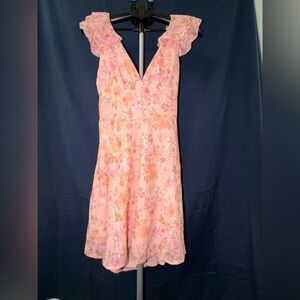 Altar’d State Floral Ruffle Mini Dress Pink Size Large
